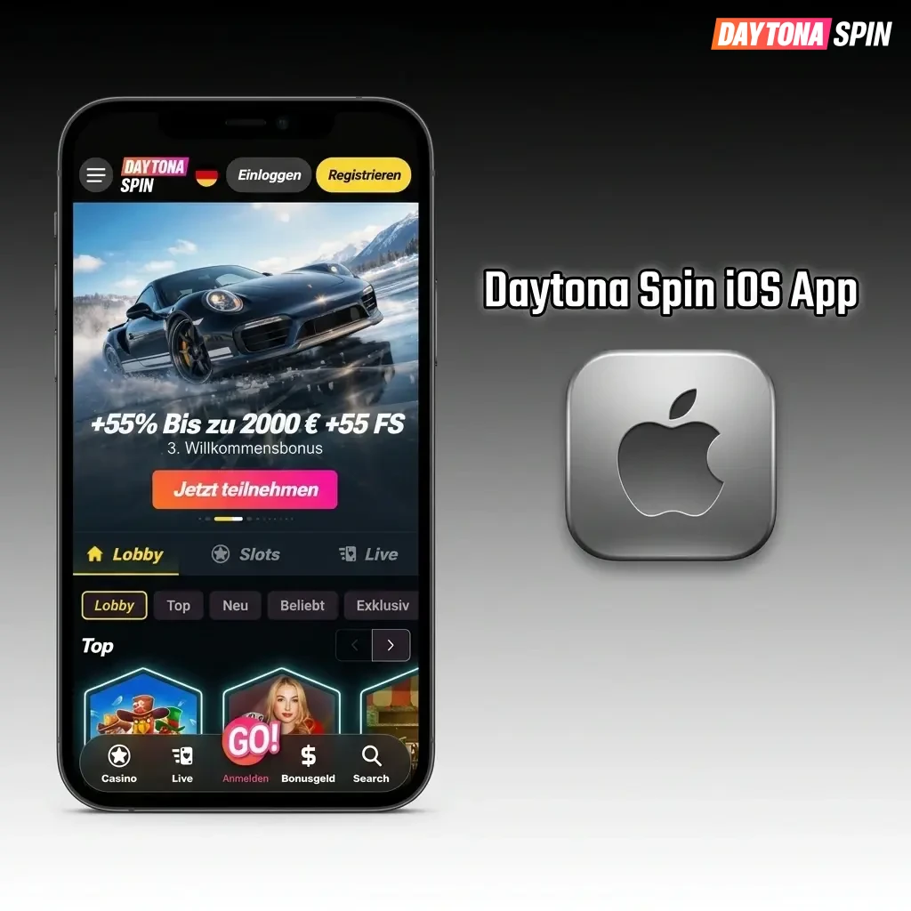 Daytona Spin iOS App für iPhone und iPad – Live-Wetten, Casino, Ein- und Auszahlungen verfügbar