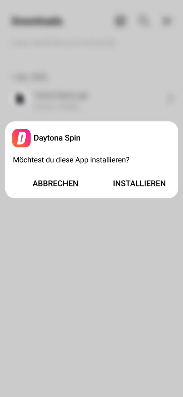 APK Start Daytona Spin öffnest du direkt aus dem Download Ordner.