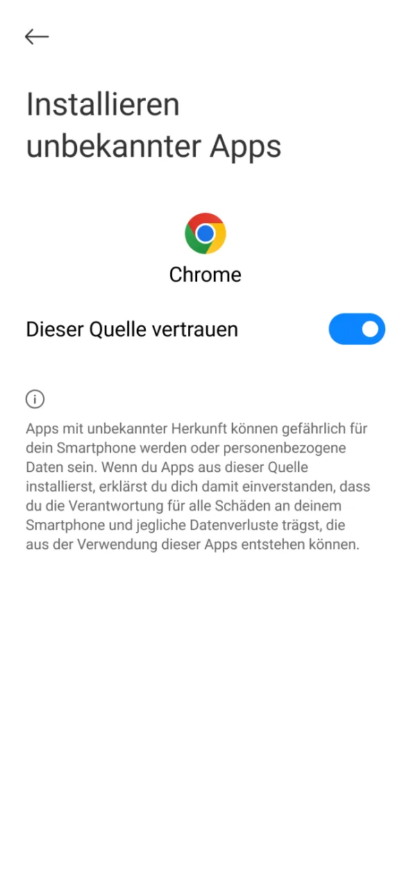 Installation Daytona Spin wird möglich, sobald du unbekannte Quellen aktivierst.