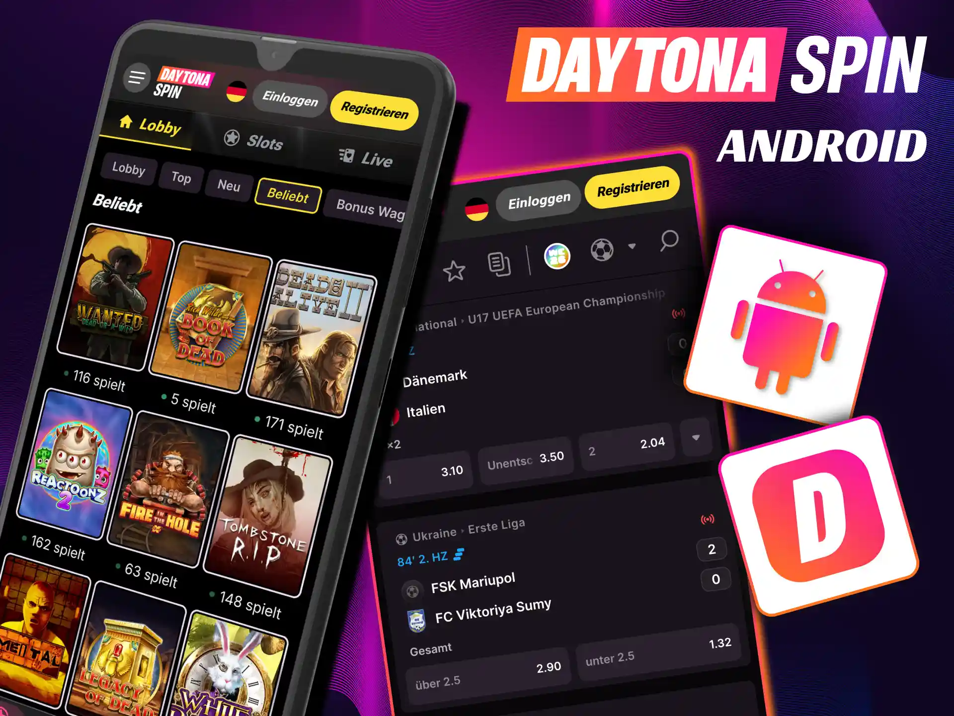 Die Daytona Spin Android APK lässt sich leicht herunterladen und sofort nutzen.