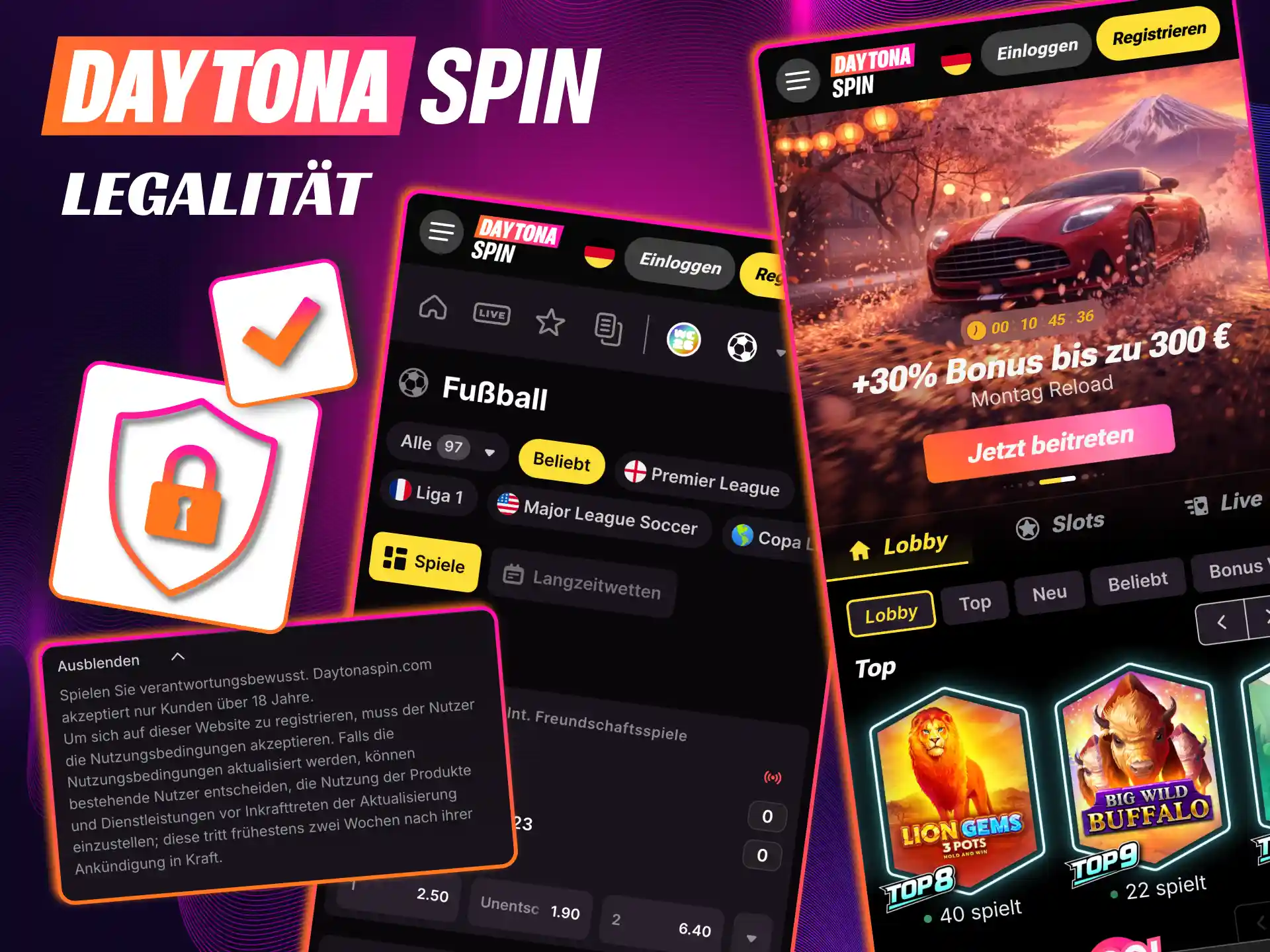 Bei Daytona Spin genießen Nutzer geschützte Daten, SSL Sicherheit und verantwortungsvolle Tools.